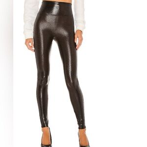 SPANX NEW Dark Brown Faux leather leggings size large